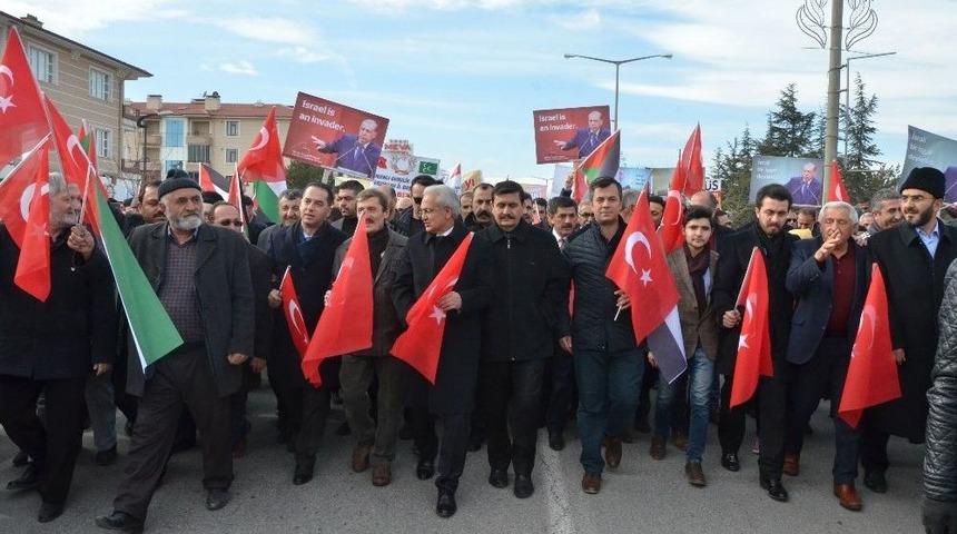 Abd’nin Kudüs’ü İsrail’in Başkenti Olarak Tanımasına Erzincanlılardan Tepki Yürüyüşü