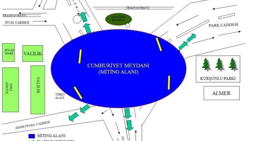 Toplantı Ve G&ouml;steri Y&uuml;r&uuml;y&uuml;ş Yeri İle G&uuml;zergahları Belirlendi