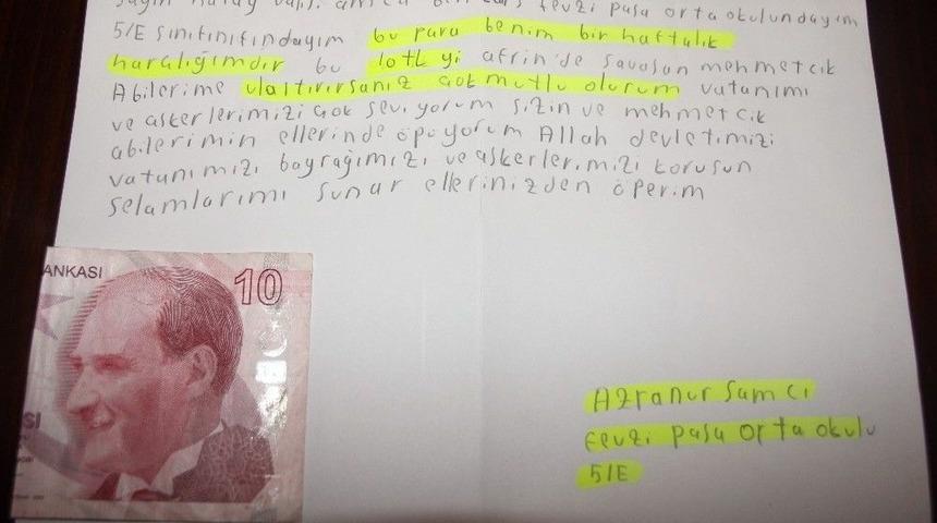 Minik Azranur Bir Haftalık Har&ccedil;lığını Mehmet&ccedil;iğe Bağışladı