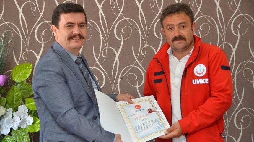 Afrin&rsquo;e Destek İ&ccedil;in Giden Umke Ekibine Başarı Belgesi