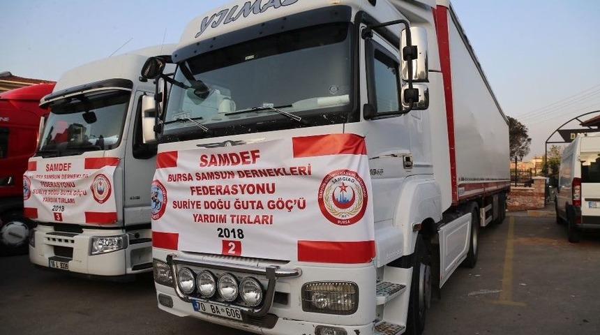 Bursa&rsquo;dan Doğu Guta&rsquo;ya 4 Tır Yardım Malzemesi