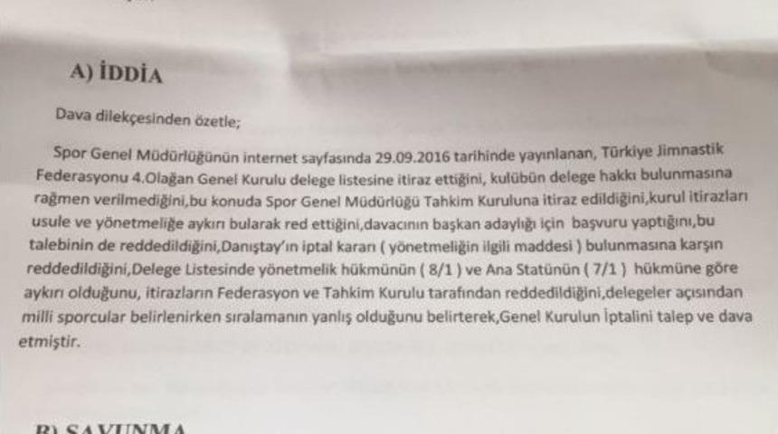 Bilirkişiden, Cimnastik Federasyonu Genel Kuruluna İptal Kararı &Ccedil;ıktı