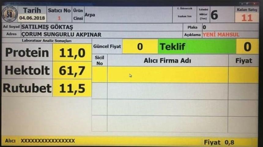 Sungurlu&rsquo;da İlk Arpa &Uuml;r&uuml;n&uuml; Borsaya Geldi