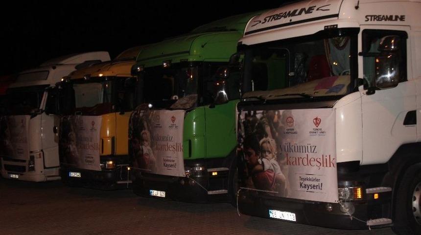 Kayseri&rsquo;den Halep&rsquo;e 11 Tır Yardım