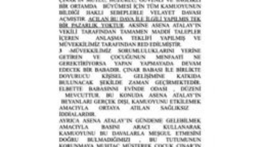 Caner Erkin&rsquo;den Asena Atalay A&ccedil;ıklaması: "hayali İddialar"