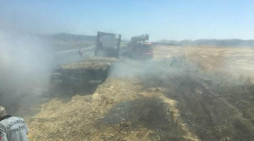 Saman Y&uuml;kl&uuml; Tır Alev Alev Yandı