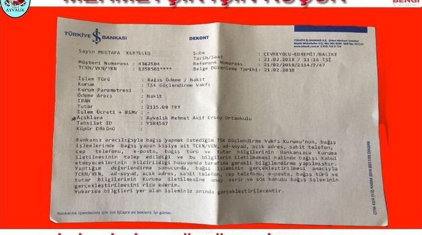 Mehmet Akif’li Öğrencilere Türk Silahlı Kuvvetlerini Güçlendirme Vakfı’ndan Anlamlı Jest