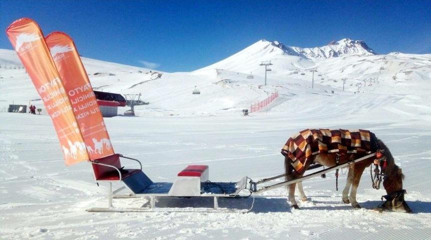 Erciyes&rsquo;de Atlı Kızak Keyfi