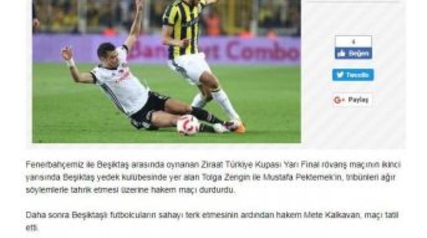 Fenerbah&ccedil;e Kul&uuml;b&uuml;: "tolga Zengin Ve Mustafa Pektemek Tahrik Etti"