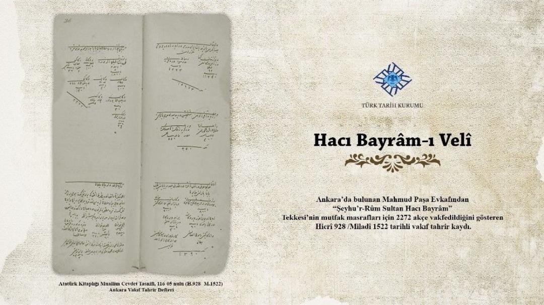 T&uuml;rk Tarih Kurumu&rsquo;ndan "belgelerle Hacı Bayram-ı Vel&icirc;" Sergisi