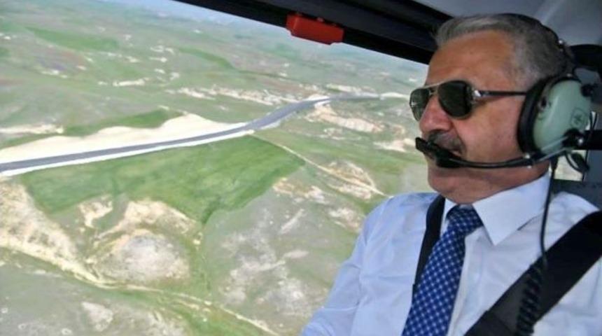 Bakan Aslan, Erzurum’un Karayolu Ağını Helikopterden İnceledi