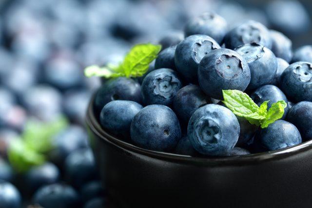 Blueberry antioxidant organic superfood in a bowl concept for healthy eating and nutrition