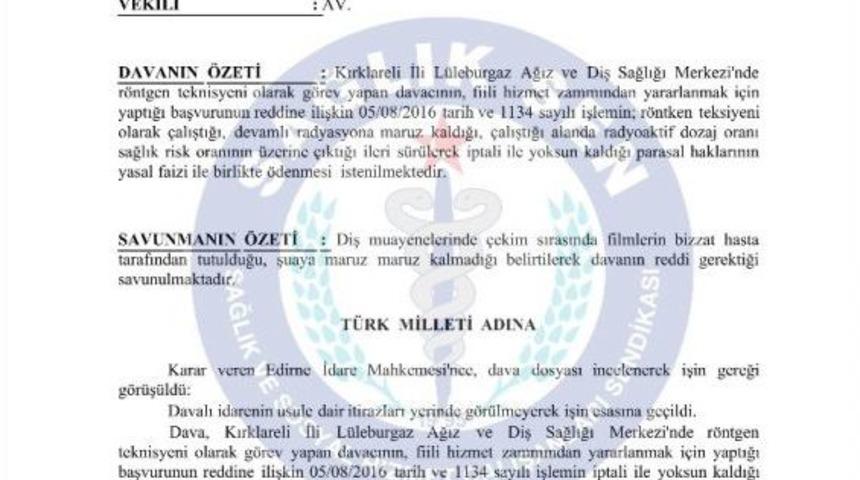 Radyoloji Teknisyenlerinin Fiili Hizmet Zammı Mağduriyeti Giderildi