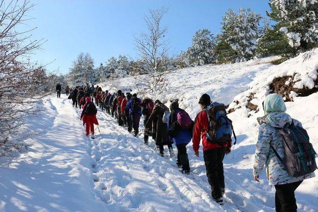 Karlı Dağlarda 16 Kilometre Yürüdüler