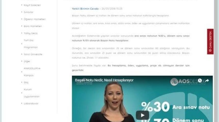 Açıköğretim Destek Hizmetleri Güncelleniyor