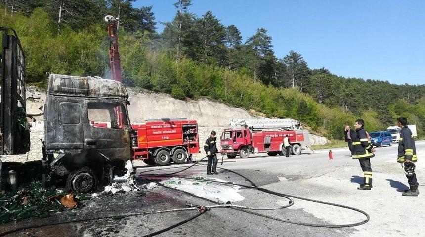 Alev Alev Yanan Tır G&uuml;&ccedil;l&uuml;kle S&ouml;nd&uuml;r&uuml;ld&uuml;
