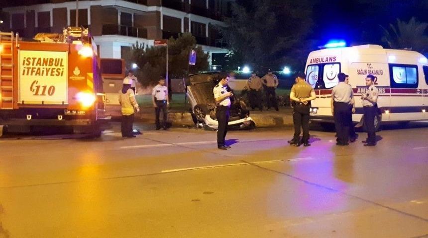 Sahil Yolunda Otomobil Takla Attı: 1 Yaralı