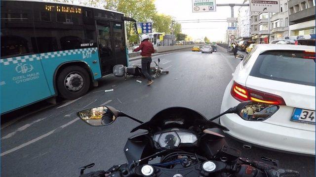 (özel) Taksim’de Motosikletli Ölümden Kıl Payı Böyle Kurtuldu