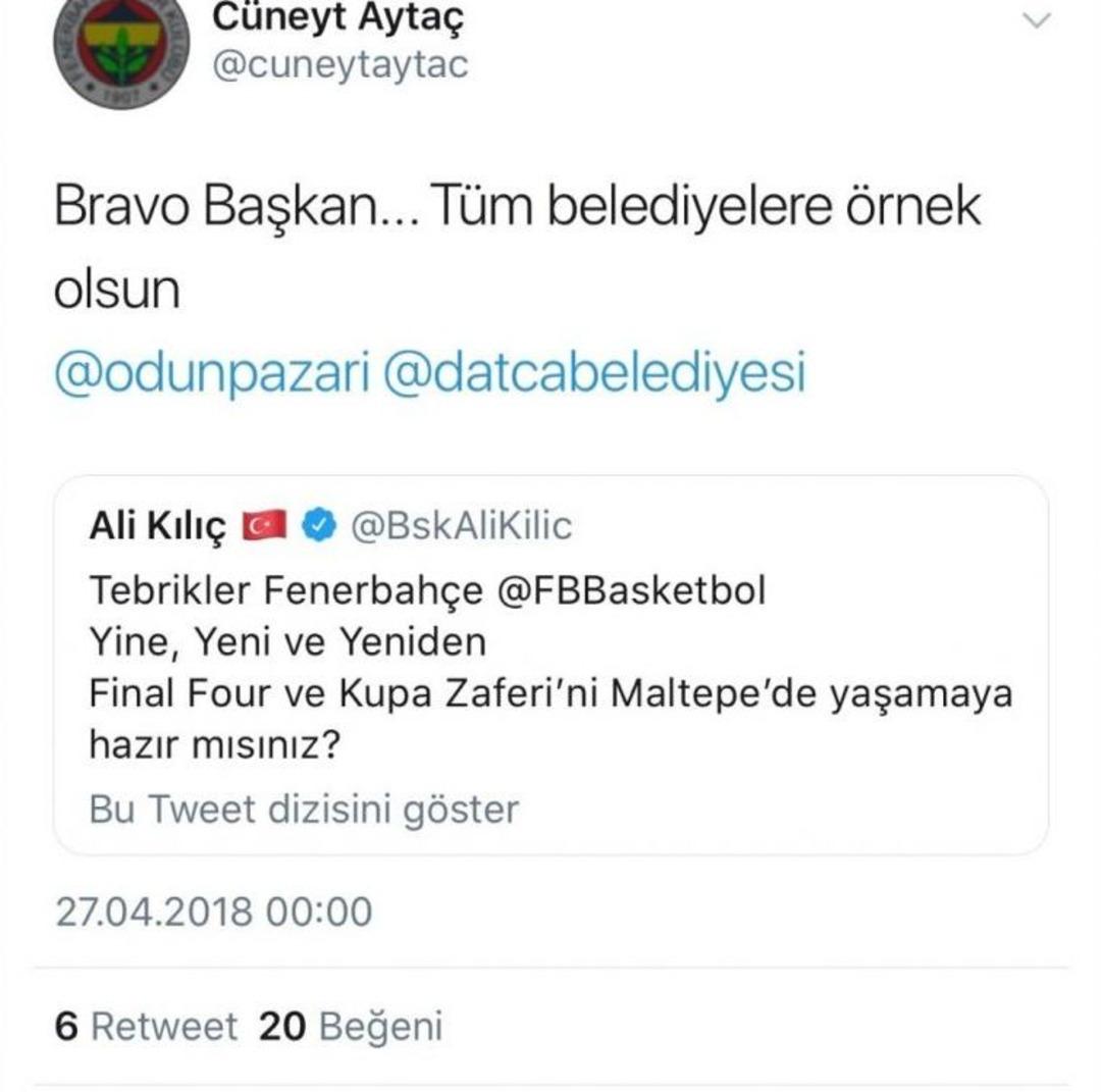 Final Four&rsquo;da Fenerbah&ccedil;e Doğuş&rsquo;a İlk Destek Başkan Kılı&ccedil;&rsquo;tan Geldi