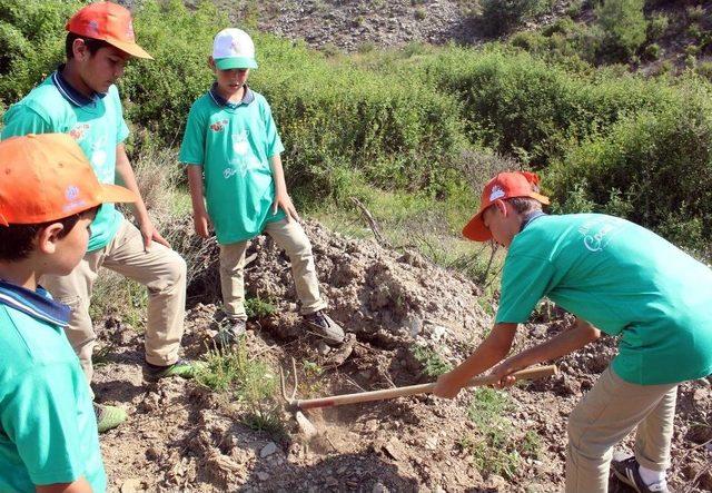 Çocuklar Hatıra Ormanı İçin Fidan Dikti