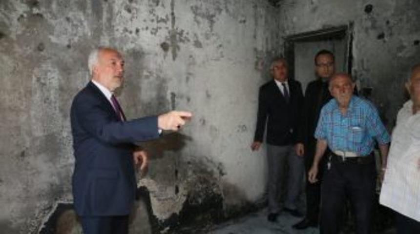 Başkan Kamil Sara&ccedil;oğlu&rsquo;ndan Yangınzede Aileye Ziyaret