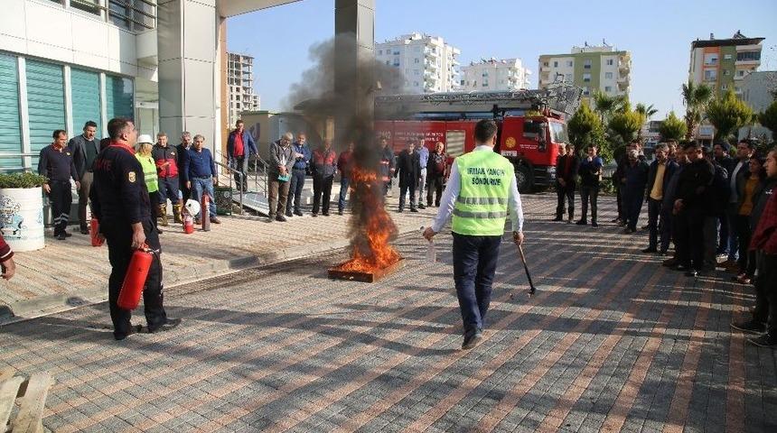 Erdemli&rsquo;de Yangın Tatbikatı
