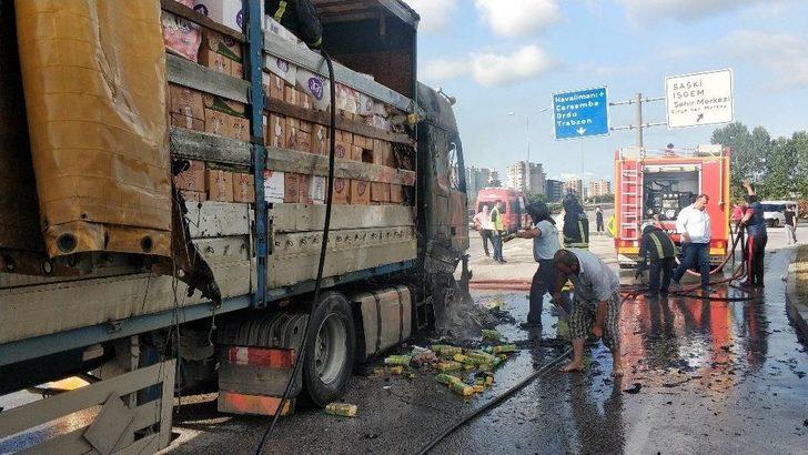 Samsun’da Temizlik Maddesi Yüklü Tır Alev Alev Yandı G2