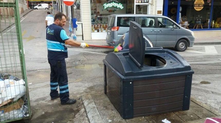 İzmit&rsquo;te &Ccedil;&ouml;p Konteynerleri S&uuml;rekli Yıkanıyor