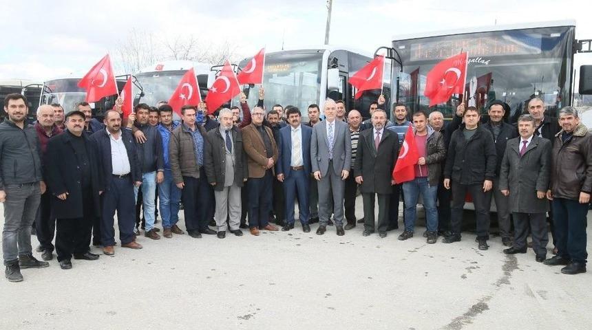 K&uuml;tahya &Ouml;zel Halk Otob&uuml;s&uuml; İşletmecilerinden Mehmet&ccedil;iğe Destek