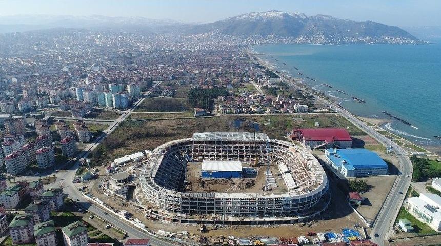 Ordu Yapımı S&uuml;ren Stadının &Ccedil;elik Montajına Başlandı