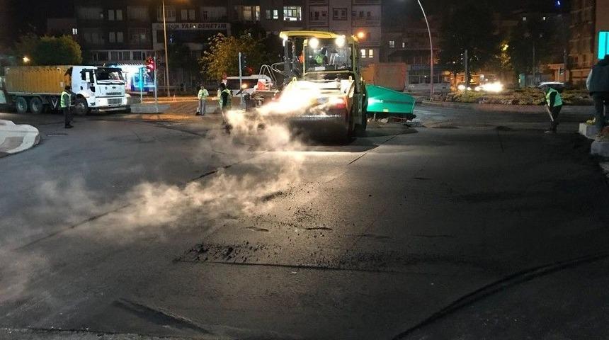 Asfaltlama Çalışmalarında Gece Mesaisi
