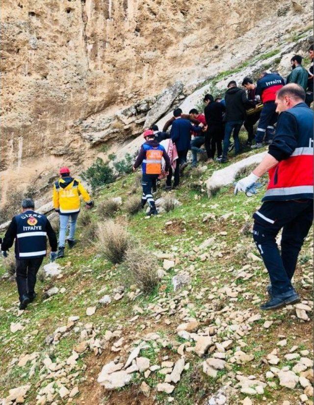 Cizre’de Kasrik Kayalıklarına Çıkan Genç Düşerek Yaralandı