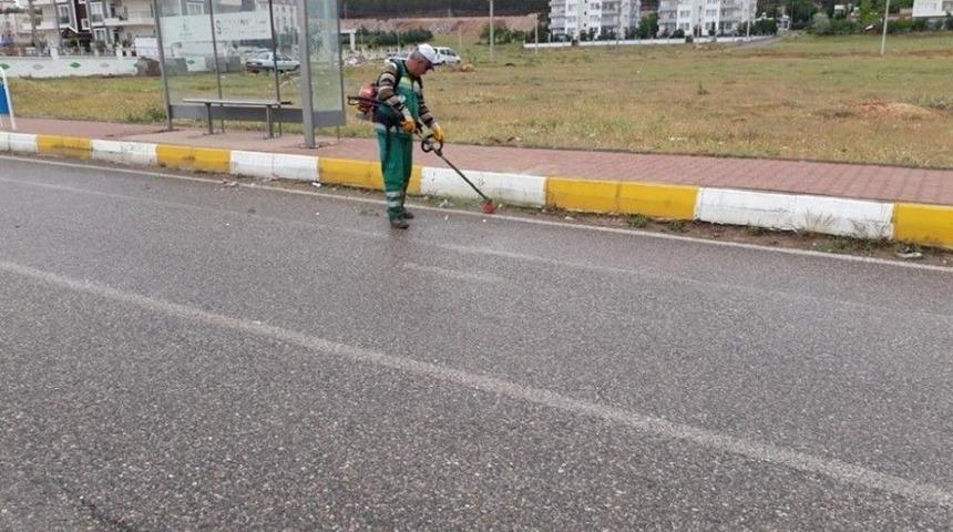 3. &Ccedil;evreyolunda Yabani Otlar Temizleniyor