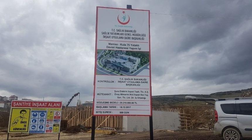 Kula&rsquo;nın Yeni Devlet Hastanesinde İnşaat Devam Ediyor