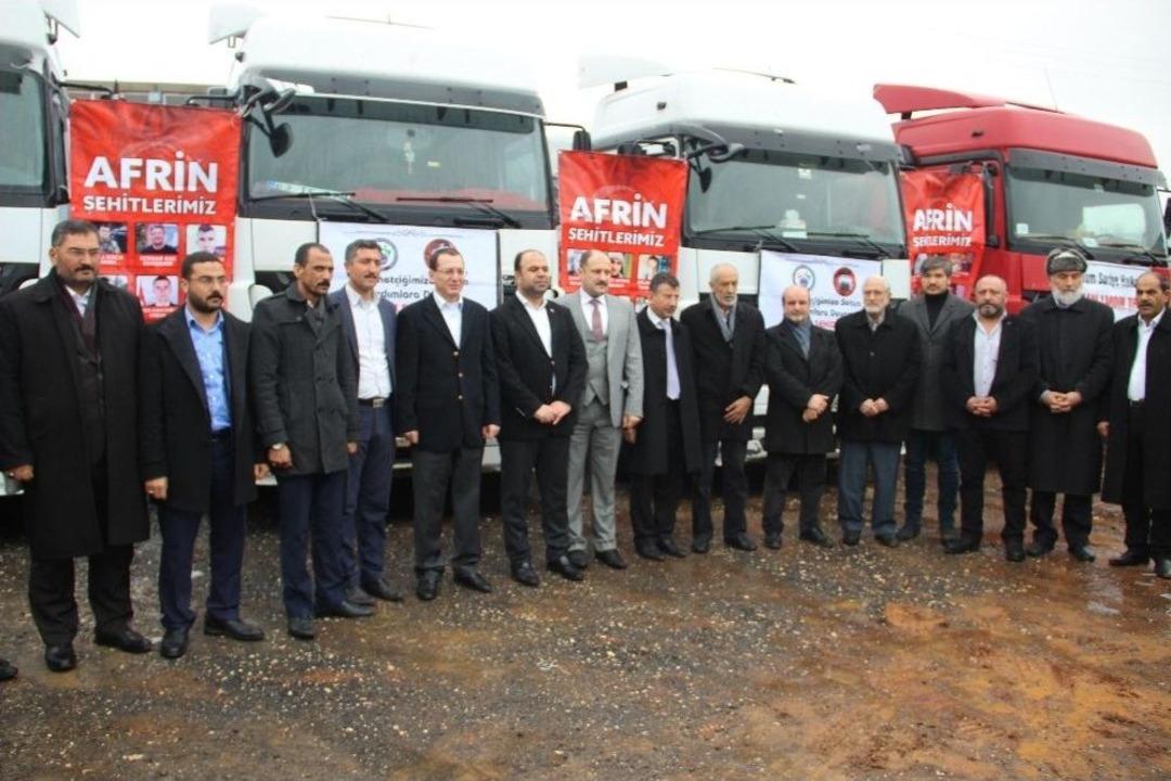 Şanlıurfa&rsquo;dan Afrin&rsquo;deki Mazlumlara 5 Tır Gıda Malzemesi G&ouml;nderildi