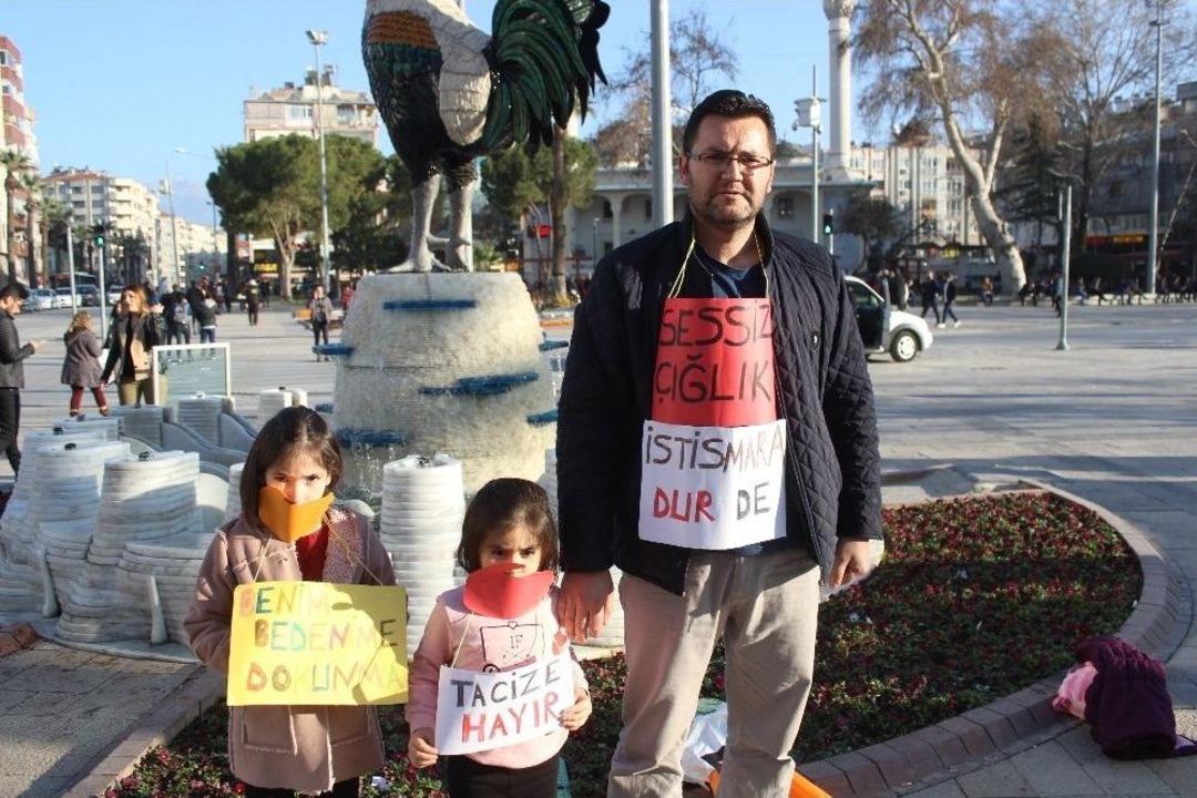 Denizli&rsquo;de Bir Baba 2 Kızı İle &rsquo;sessiz &Ccedil;ığlık&rsquo; Eylemi Yaptı