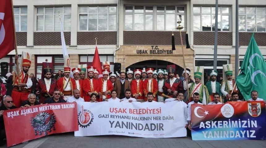 Uşak&rsquo;tan Sınıra G&ouml;nderilen Destekler Mehterle Uğurlandı