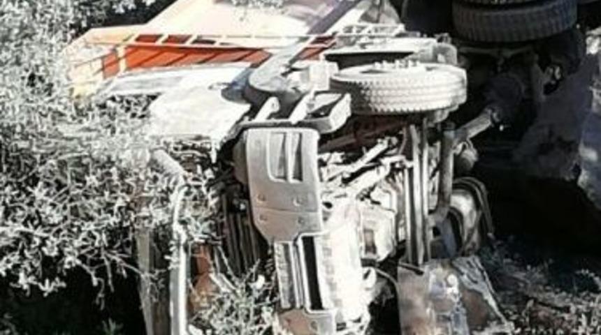 Zeytin Bah&ccedil;esine Yuvarlanan Kamyonun S&uuml;r&uuml;c&uuml;s&uuml; Hayatını Kaybetti