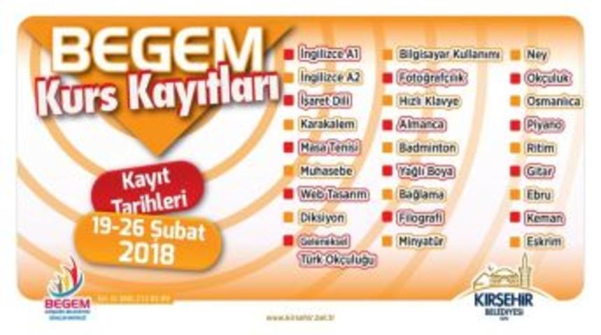 Kırşehir Belediyesi Begem Kurs Kayıtları Başladı