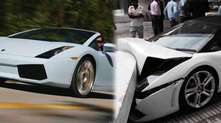 Vale Lamborghini'yi park ederken &ccedil;arptı