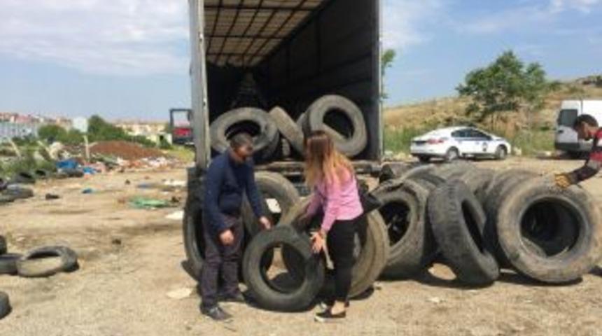 Edirne&rsquo;de 63 Ton Lastik Toplandı