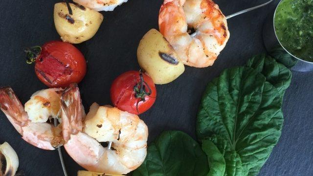 Taze Patates İle Jumbo Karide Şiş