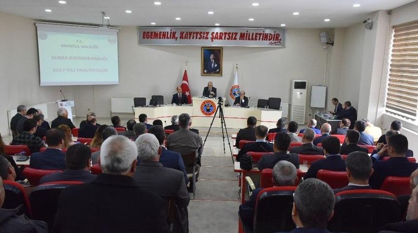 Vali G&uuml;ven&ccedil;er Soma&rsquo;da Muhtarlarla Buluştu