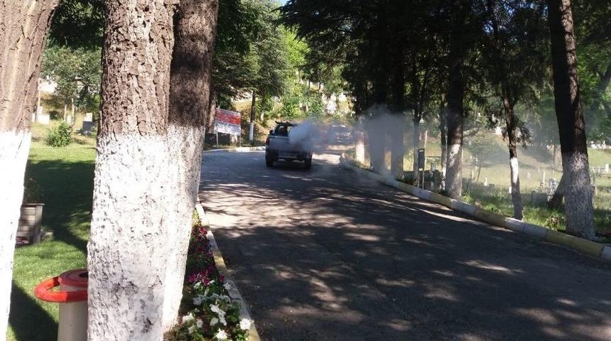 Mezarlıkta İlaçlama Çalışmaları