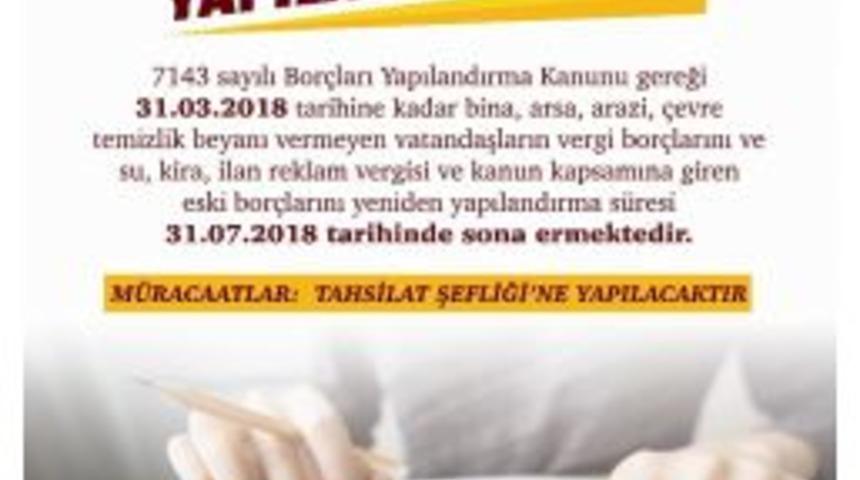 Boz&uuml;y&uuml;k Belediyesi&rsquo;nden Vatandaşa M&uuml;jde