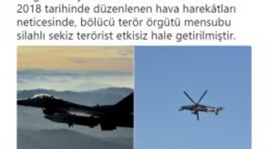 Tsk: "8 Ter&ouml;rist Etkisiz Hale Getirildi"