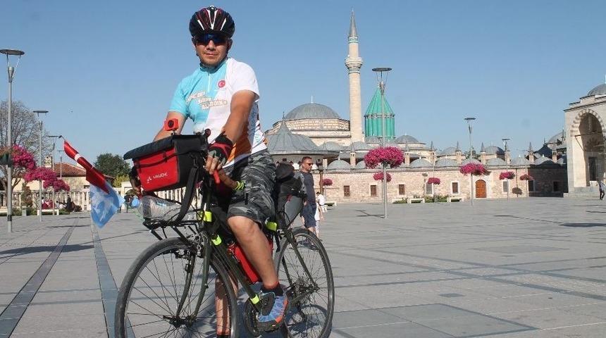 Alanya&rsquo;dan Sultan Alaaddin&rsquo;i Anmak İ&ccedil;in Bisikletle Konya&rsquo;ya Geldi