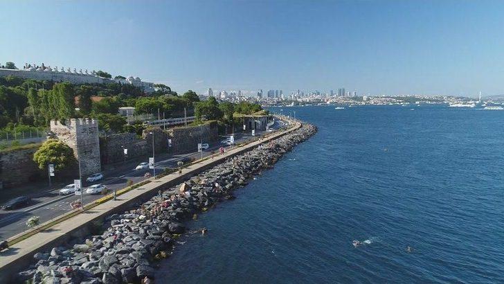 (özel) Plaja Dönen Sarayburnu Sahili Havadan Görüntülendi G5