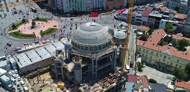 (özel Haber) Kubbesine Kurşun Dökülmeye Başlanan Taksim Camii’nde Son Durum Havadan Görüntülendi