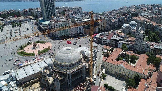 (özel Haber) Kubbesine Kurşun Dökülmeye Başlanan Taksim Camii’nde Son Durum Havadan Görüntülendi